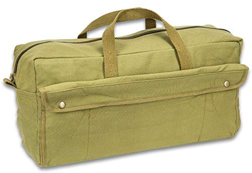 Olive Drab Large Army Canvas Mechanics Tool Bag - 19 x 9 x 6, Two Outside Compartments