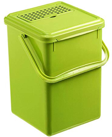Rotho Bio Komposteimer 9l mit Aktivkohlefilter im Deckel, Kunststoff (PP) BPA-frei, grün, 9l (23,0 x 22,5 x 27,5 cm)
