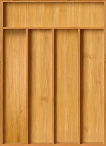 Utopia Kitchen Bamboo Silverware Organizer - 5 Compartment Drawer Organizer