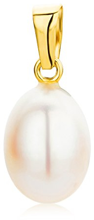 Pendente Orovi con Perla Naturale D'Acqua Dolce di forma ovale con anello in Oro Giallo. Oro Vero 18KT 750. Un Ciondolo a cui potrete aggiungere la vostra catenina d'Oro. Charms ipoallergenico.
