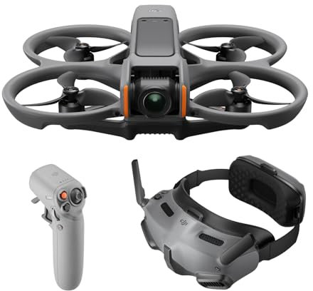 DJI Avata 2 Explorer Combo (3 Batteries), FPV Drone with Camera 4K, Immersive Experience, One-Push Acrobatics, Built-in Propeller Guard, 155° FOV, Camera Drone with Goggles Integra and RC Motion 2