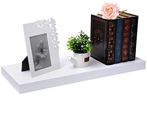 EUGAD Mensola da Muro, Mensole a Scomparsa da Parete, MDF, 40x22,9x3,8cm, Bianco, Scaffale Portaoggetti in Legno Decorazione per Soggiorno Sala Salotto Ingresso 0082QJ