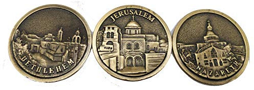 SpringNahal Heiliges Land Israel Kirche Münze: Kirche des Heiligen Grabes, Basilika der Verkündigung, Kirche der Krippe, (3, Heilige Landkirche (Zinn ))