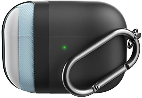 KeyBudz AirPods Pro Hülle mit Schlüsselanhänger Hybrid Shell Serie Kompatibel mit AirPod Pro Case Cover (Schwarz)