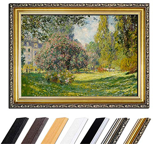 Bild mit Rahmen - Claude Monet Parc Monceau 80x60 cm - Gerahmtes Leinwandbild Alte Meister - Antiker Rahmen Gold Barock, Klassisch