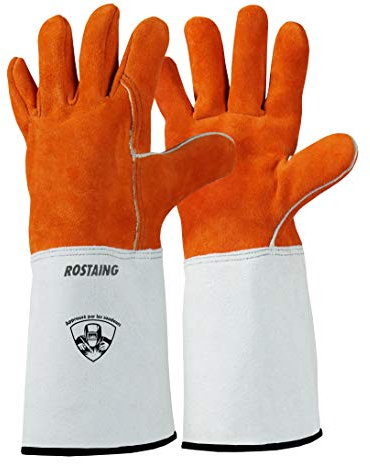 Rostain SPLITWELD-IT11 Profi-Schutzhandschuhe, für Schweißstich, warm, Leder, Größe 11, Orange