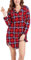 CHUNG Chemise de nuit à manches longues boutonnée pour femme - Chemise de nuit à carreaux - Chemise de nuit à carreaux - Pyjama en flanelle et coton, écossais rouge, XXL