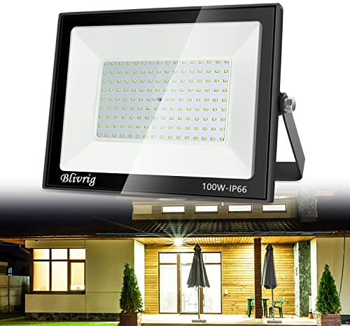 LED Strahler Außen 100W, LED Strahler 100W, 10000LM Superhell Außenstrahler LED Fluter IP66 Wasserfest LED Außenleuchte Flutlicht,6000K Kaltes Weiß LED-Strahler für Hinterhof, Garage, Flur, Garten
