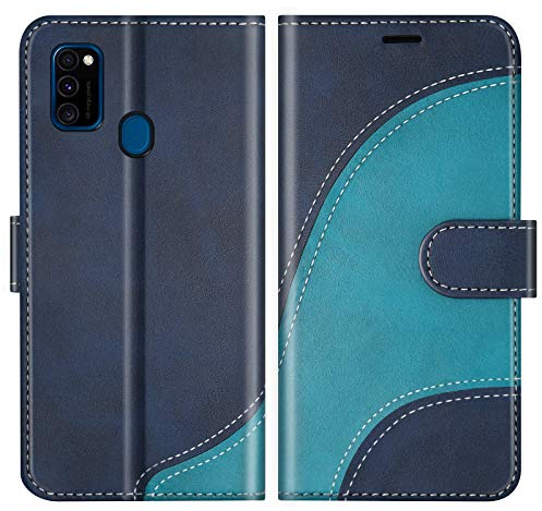BoxTii Hülle für Galaxy M30S / Galaxy M21, Leder Handyhülle für Samsung Galaxy M30S / Galaxy M21, Ledertasche Klapphülle Schutzhülle mit Kartenfächer und Magnetverschluss, Blau