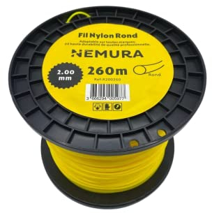 Nemura Fil Débroussailleuse Rond Ø: 2,00mm, L: 260m - Compatible avec d'autres Marques - Haute durabilité - Qualité Professionnelle - Marque Française