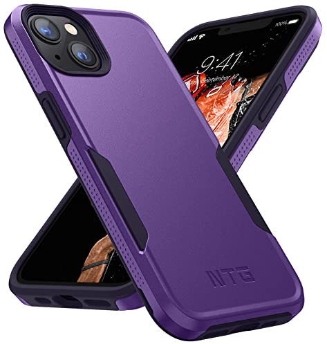 NTG compatible for iPhone 13 and iPhone 14 [2 Layer Structure][Military Grade Anti-Drop] Hard Slim iPhone 13 Phone Case,Shockproof Protective Phone Case for iPhone 14,Dark Violet