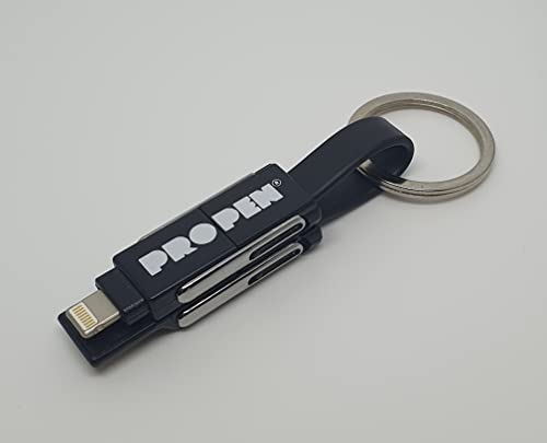 PROPEN - 6 in 1 Magnetic Keychain USB Fast Charging Cable. All In One USB Multi Charger & Transfer Cable Keyring Compatible With Apple & Android.