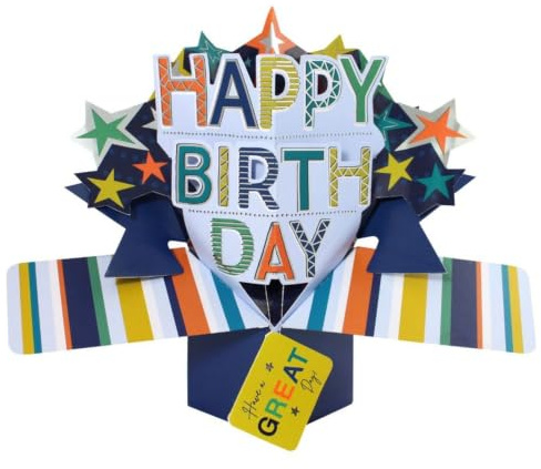 Second Nature Pop Ups Grußkarte PopUp Happy Birthday Stars