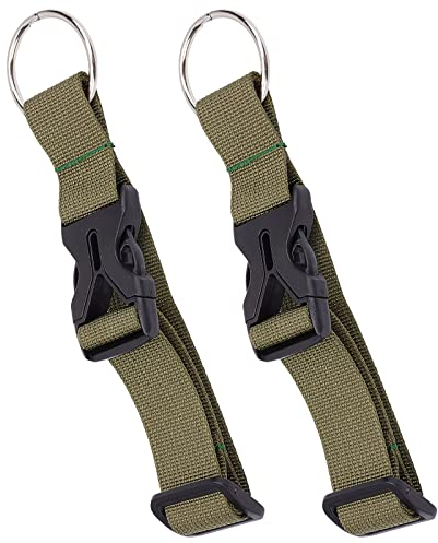 GORGECRAFT 2Pcs Luggage Straps Coat Jacket Gripper Holder Suitcase Belt Clip Ring Hook Olive Drab Adjustable Belt Straps with Iron Hinged Rings and Plastic Release Buckle Polyester Travel Accessories