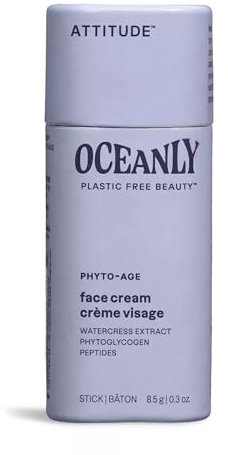 ATTITUDE Oceanly Face Cream Stick, EWG Verified, Plastic-free, Plant and Mineral-Based Ingredients, Vegan Skin Care Products, PHYTO AGE, Unscented, 8.5 grams