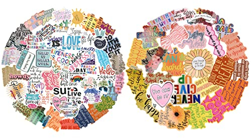 NATONDI Aesthetic & Motivation Sticker Set für Kinder & Erwachsene (100 Stück) - Coole & lustige Vinyl Sticker für Jungen & Mädchen - Aufkleber Pack für Laptop, Notebook, Tagebuch & Journal