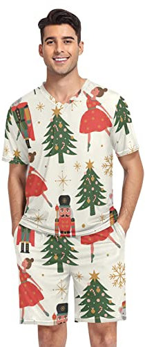 linqin Ensemble de pyjama pour homme Motif sapin de Noël Casse-noisette, Arbre de Noël Casse-noisette, XL