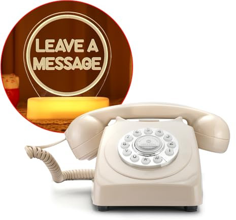 QUOXO Téléphone de Livre d'or Audio de Mariage, Livre d'or d'artisanat rétro Classique pour la fête d'anniversaire de Mariage confessionnelle (Beige)