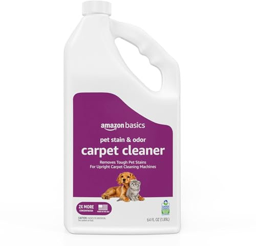 Amazon Basics Pet Stain & Odor Remover, Deep Cleaning Carpet Shampoo, Concentrated Formula, Eliminates Odors, Pet-Safe, Fresh Scent, 64 fl oz