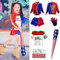 DAZZTIME Damen Harley Quinn Kostüm, Cosplay Kostüm mit Jacke, T-Shirt, Shorts, Handschuhe, Strümpfe und aufblasbarem Baseballschläger, für Damen, Erwachsene, Halloween, Karneval, Cosplay, 140