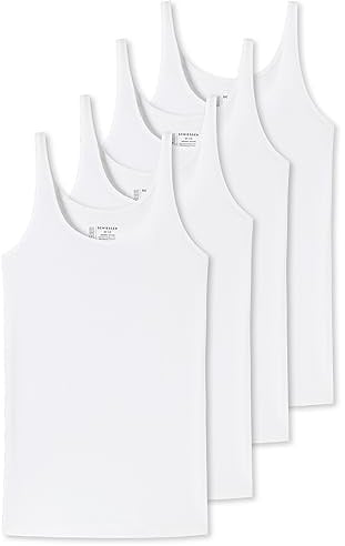 Schiesser Damen Träger-Top Organic Cotton | 4er Pack (42, Weiß)