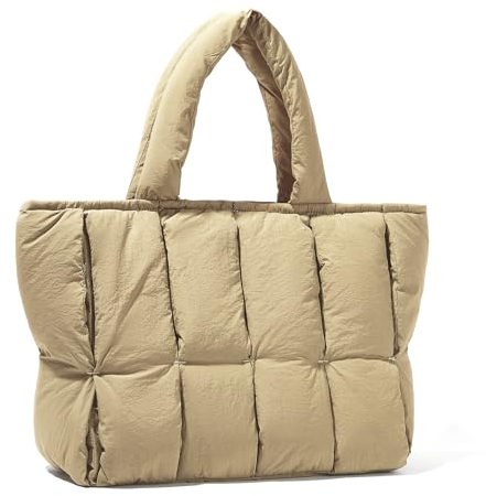 Handtasche Damen Shopper, Aesthetic Tote Bag Mit Kosmetiktasche Große Canvas Tasche Damen Laptoptasche Reisetasche für Büro Arbeit Schule Fitness Reisen und Freizeit,Bronze