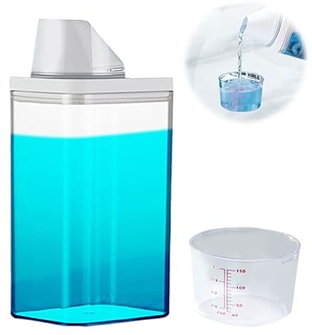 Les-Theresa Laundry Detergent Dispenser, Fabric Softener Dispenser Container With Measuring Cup Washing Powder Storage Container Soap Detergents Storage Box For Laundry Room (1100ML)
