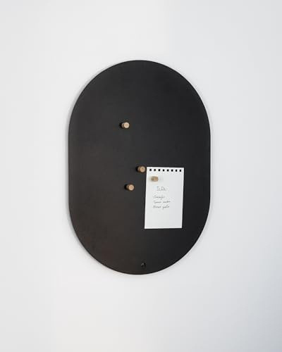 Metallbude Magnettafel TAVO - Schwarz - Moderne ovale Magnetwand mit Wandmontage - Kratz-, Stoß- & Schlagfest - 41x57 cm