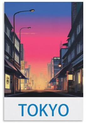 Ndoud Tokyo Vintage-Reiseposter, 40 x 60 cm, Wandkunst, Bild, Druck, Leinwand, Gemälde für Wohnzimmer, Heimdekoration