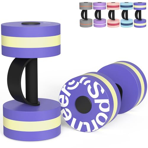 Sportneer Lot de 2 haltères aquatiques pour exercices aquatiques, aérobic, exercices d'aérobic, en mousse EVA, ensemble d'haltères de piscine, équipement pour aquagym, perte de poids