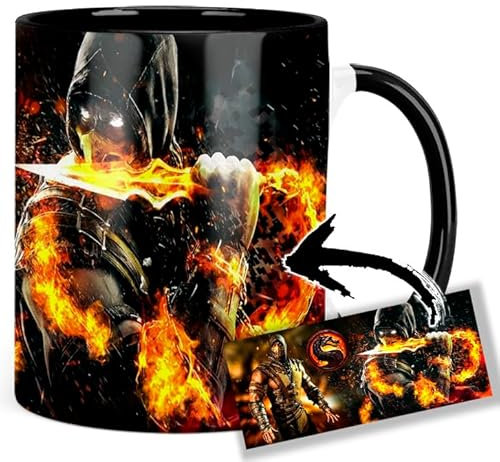 Mortal Kombat Scorpion Tasse Innen & Henkel Schwarz Keramikbecher Mug