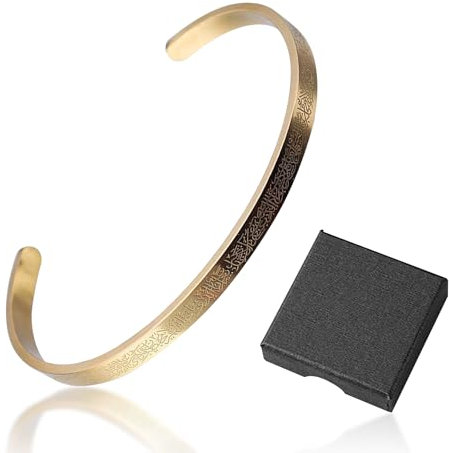 1-Teiliges Armband Im Arabischen Stil Mit 1-Teiliger Schmuckschatulle, Damenarmband, Offenes Armband, Armband Mit Gravur Aus Edelstahl, Geeignet Für Das Tägliche Pendeln, Thanksgiving, Geburtstag