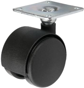 Doppelrolle mit Platte 20kg | Möbelroller | Rollen für Möbel, Bürostuhl, Beistellbett, Schreibtischstuhl, Hocker | Stuhl-Rollen | Doppelrollen | Schwarz