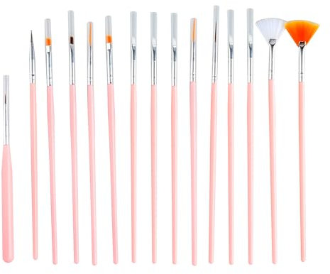 GroveEss 15 PCS Cake Decorating Pen Brush Set,Food Safe Baking Brush Tools,Watercolor Art Paint Fine Brushes Face Paint Brushes Model Paint Decorating Brushes (Pink)
