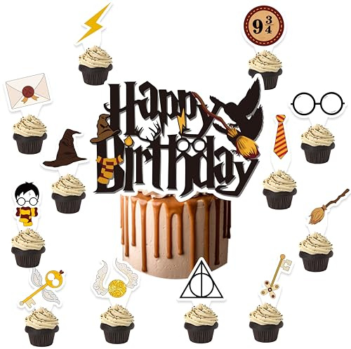 25 Pcs Magical Wizard Cake Toppers for Kids, Magical Wizard Cake Decorations for Boys Girls, Cupcake Toppers, Birthday Party Supplies