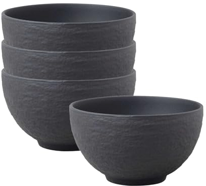 Villeroy & Boch Set di 4 ciotole Manufacture Rock, 200 ml, in porcellana di alta qualità, di colore nero, dimensioni: Ø 10,8 cm, 10-4239-1905