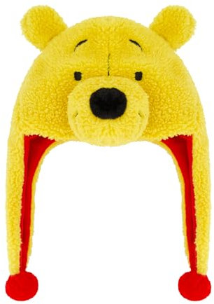 Concept One Unisex-Erwachsene Disney Winnie The Pooh, Faux Fur Snood Peruvian Winter Knit Cap with 3D Ears and Tassels Beanie-Mütze, Gelbe Quasten, Einheitsgröße