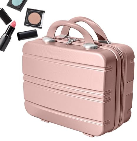 Makeup Carry Luggage Case - 14 Inch Luggage with Handle Makeup Travel Suitcase Carry-on Makeup Case | Women's Organiser Box Portable Cosmetic Storage Jewellery Socks, Rose Gold, see description, See