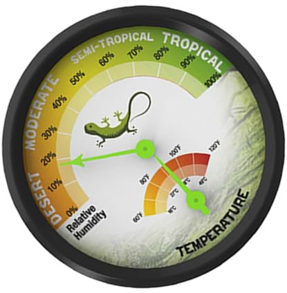Supvox Hochpräzises Mechanisches Reptilienthermometer und Hygrometer aus Verschleißfestem Material Rundes Thermometer Feuchtigkeitsmessgerät für Terrarien und Brutmaschinen