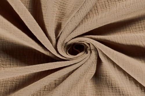 50x130cm Musselin Stoff uni Oeko-Tex zertifiziert Meterware Mulltuch Baumwolle, Farbe:graubraun