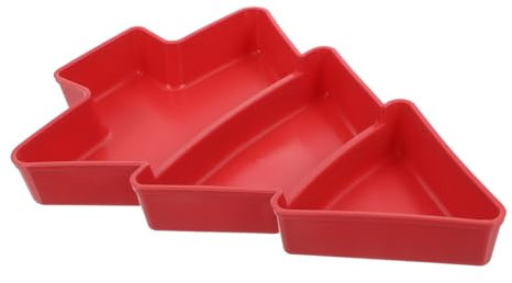 SOLUSTRE Bandeja para Aperitivos Forma De Árbol De Navidad, Plástico Rojo 3 Compartimentos, Plato De Frutas y Dulces para Uso Doméstico Fiestas Navideñas