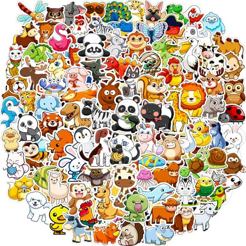 Sticker Tiere Cute 300 Stück Aufkleber Kinder, Schön Mix Aufkleber Tiere, Wasserdichte Vinyl Sticker für Scrapbook Trinkflaschen Journal Laptop Tagebuch Skateboard Notebook Hefte Tasse Macbook usw