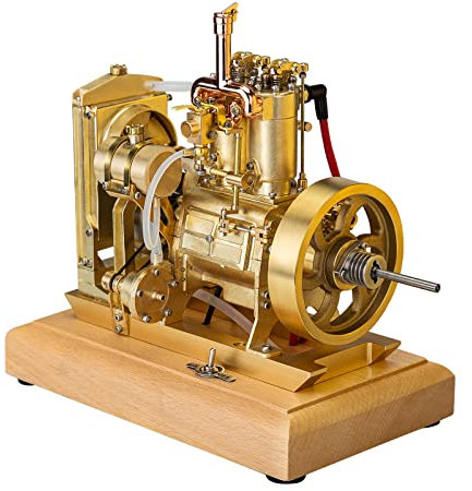 PizazzToy Engine Model Kit That Runs, 5cc Vertical Synchronous Double-cylinder Overhead Valve Gasoline Engine Internal Combustion Engine Tractor Engine Model with Mechanical Speed Limit Full Set
