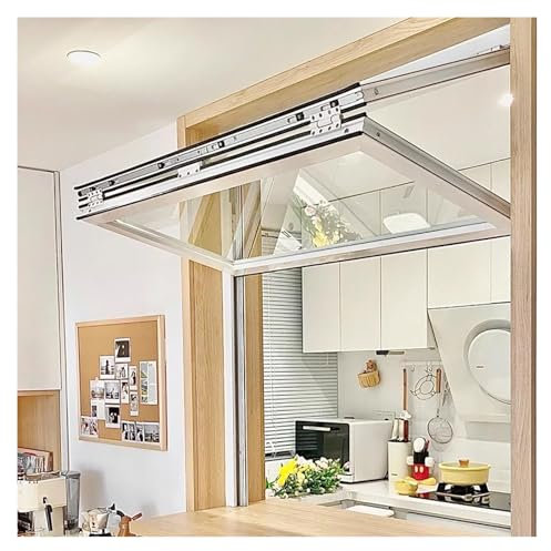 Genérico Ventana de Doble Guillotina con Cerradura, Ventanas de Repuesto de aleación de Aluminio, Ventanas de cobertizo for Ventanas de concesión con Vidrio Templado((27.56x31.5in) 70x80cm)