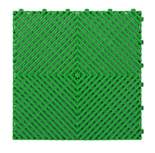 OZLCUA Baldosas Encajables Losetas de plástico for Suelo de Garaje con ventilación y Enclavamiento Modular, Alfombrilla de PVC PP for Suelo de Garaje Baldosas Antideslizantes Encajables(Green)