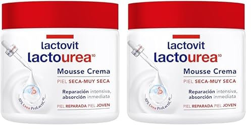 Lactovit - Mousse Crème Hidratante Lactourea para Cuerpo y Cara de 24 Horas Hidratación, para Pieles Secas y Muy Secas, Reparación Intensiva de la Piel, Absorción Inmediata y Tacto Sedoso - 400 ml