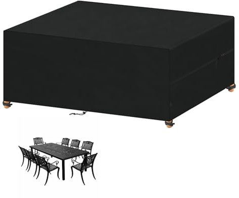 VANSHEIM Housse Protection Mobilier de Jardin Impermeable,Housse Salon de Jardin Exterieur,Bâche Table Jardin,Anti-UV,420D Tissu Oxford Housse de Protection Table,Chaise et Canapé 250x150x90cm