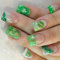 Limtula 24 Pcs Festival French Tip Shamrocks Lips Print Acrylic False Nails