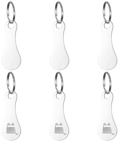 TRKETK 6 Piezas de Ficha de Carro Fichas de Acero Inoxidable Chip para Carrito de la Compra Extraíble con Llavero para Liberar Carros de Supermercado de Compras