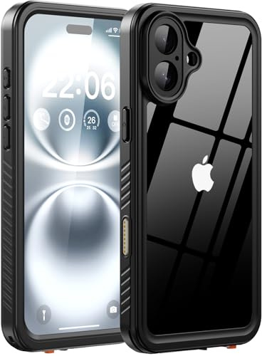CASELIVE for iPhone 16 Plus Case, IP68 Waterproof Case with Built-in Screen Protector, Full Body Shockproof Dustproof Protective Phone Case for iPhone 16 Plus 6.7 inch – Black